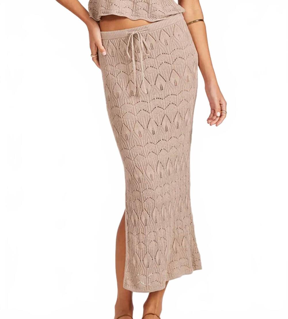 NEW BOBI macey midi skirt in taupe